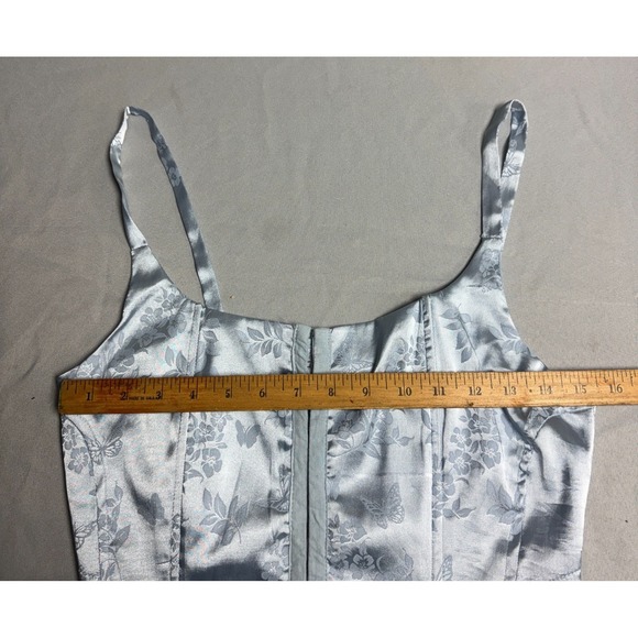 Light Blue Womens Medium Cropped Corset Top Regency Coquette Feminine Romantic - Picture 13 of 16
